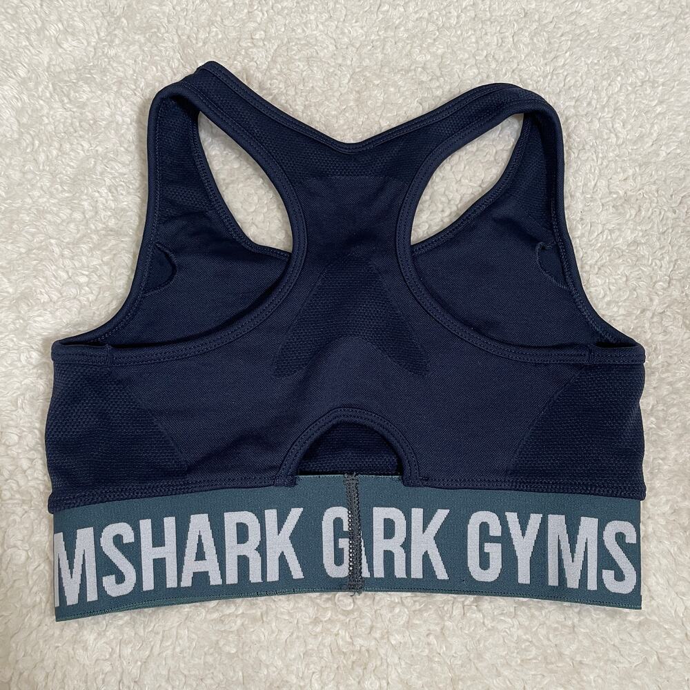 Gymshark Flex Sports Bra Navy Light Support Seamless Workout Activewear S‎ - Picture 4 of 4